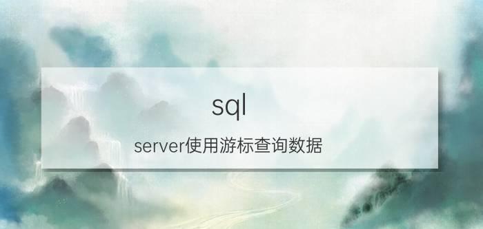 sql server使用游标查询数据